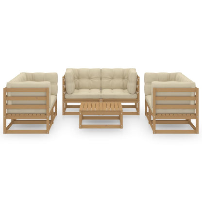 Set Divani da Giardino 7 pz con Cuscini Legno Massello di Pino