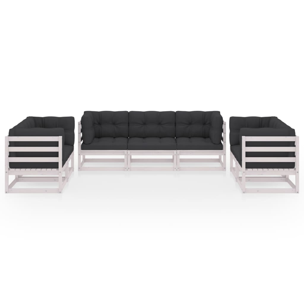 Set Divani da Giardino 7 pz con Cuscini Legno Massello di Pino