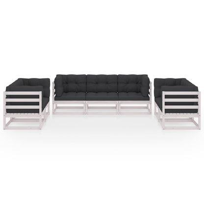 Set Divani da Giardino 7 pz con Cuscini Legno Massello di Pino