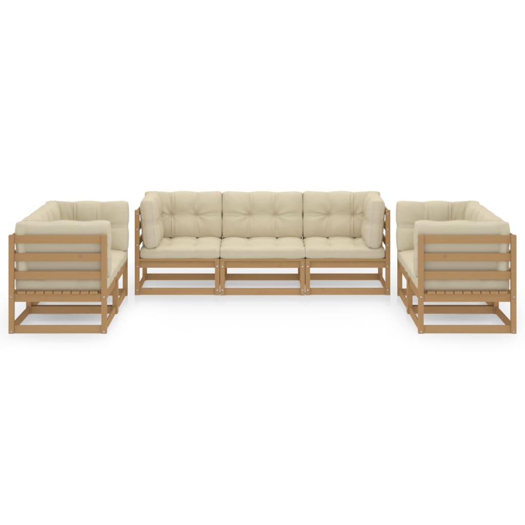 Set Divani da Giardino 7 pz con Cuscini Legno Massello di Pino