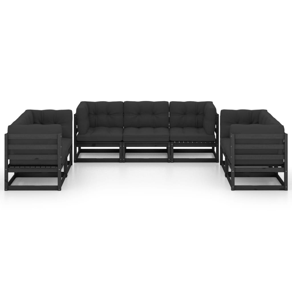Set Divani da Giardino 7 pz con Cuscini Legno Massello di Pino
