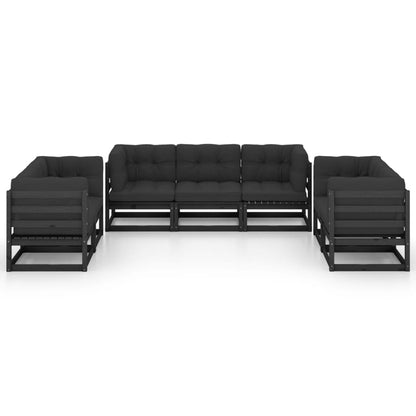Set Divani da Giardino 7 pz con Cuscini Legno Massello di Pino