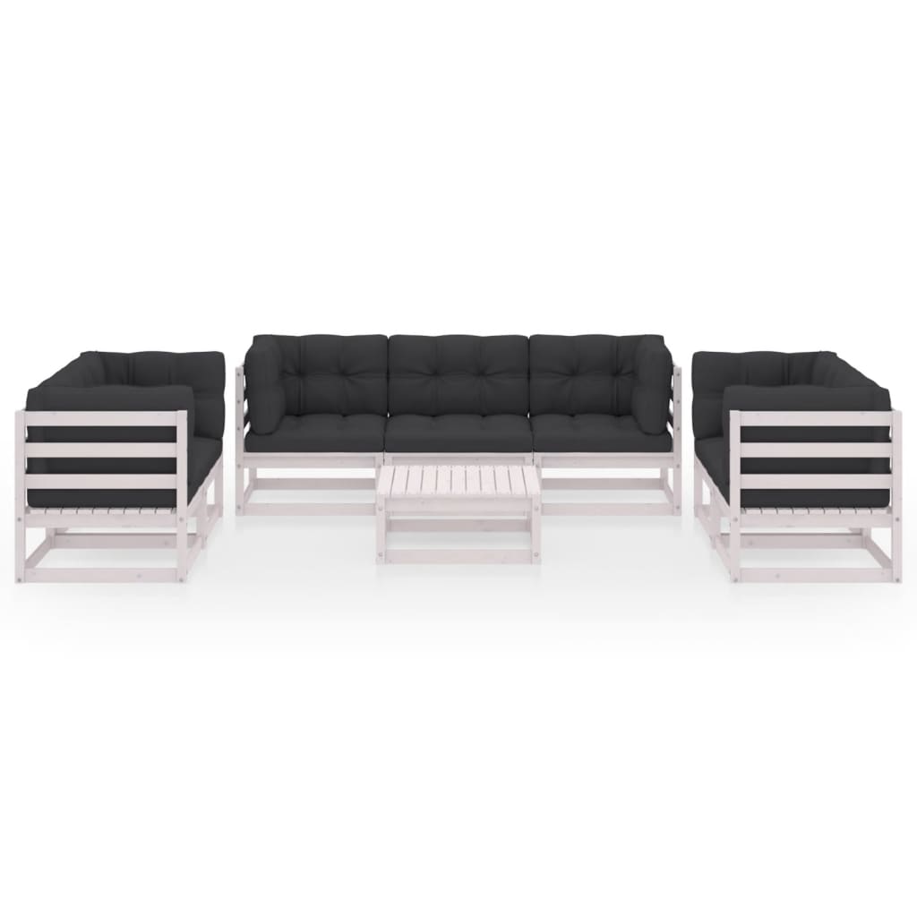 Set Divani da Giardino 8 pz con Cuscini Legno Massello di Pino