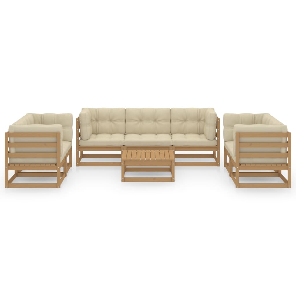 Set Divani da Giardino 8 pz con Cuscini Legno Massello di Pino