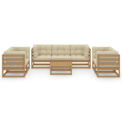Set Divani da Giardino 8 pz con Cuscini Legno Massello di Pino