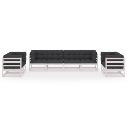 Set Divani da Giardino 8 pz con Cuscini Legno Massello di Pino