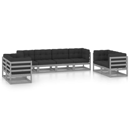 Set Divani da Giardino 8 pz con Cuscini Legno Massello Pino