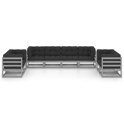 Set Divani da Giardino 8 pz con Cuscini Legno Massello Pino
