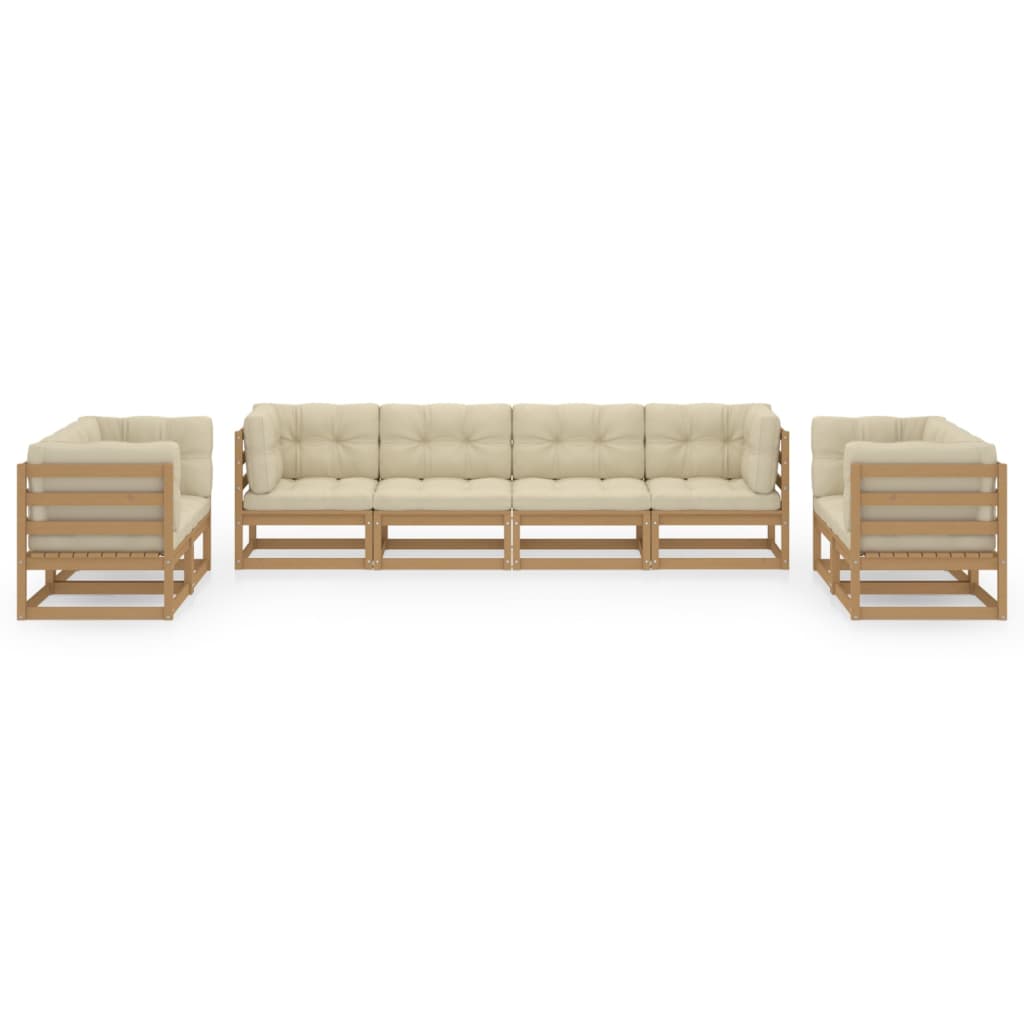 Set Divani da Giardino 8 pz con Cuscini Legno Massello di Pino