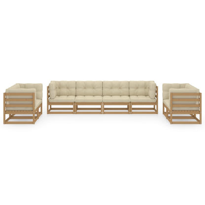 Set Divani da Giardino 8 pz con Cuscini Legno Massello di Pino