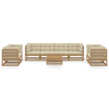 Set Divani da Giardino 9 pz con Cuscini Legno Massello di Pino