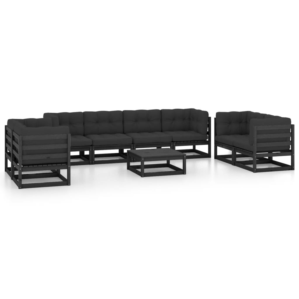 Set Divani da Giardino 9 pz con Cuscini Legno Massello di Pino