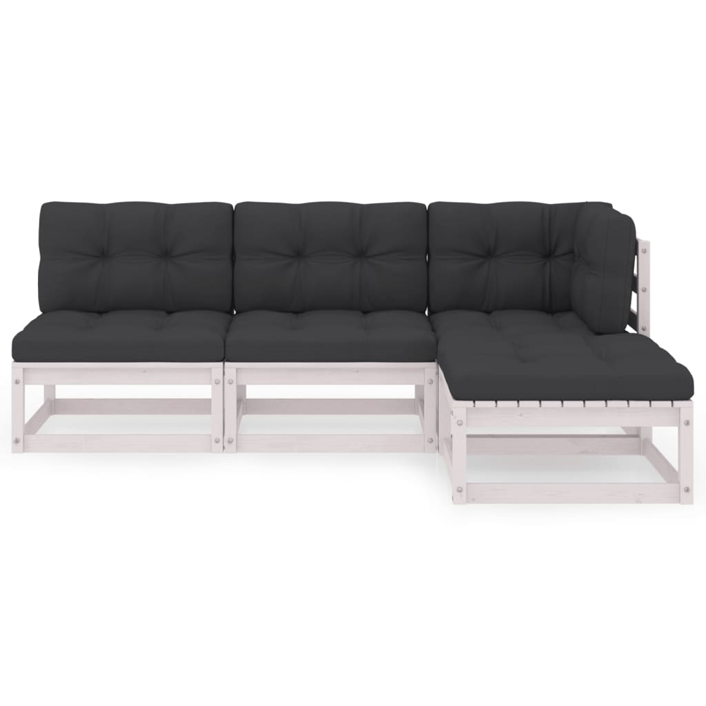 Set Divani da Giardino 4 pz con Cuscini Legno Massello Pino