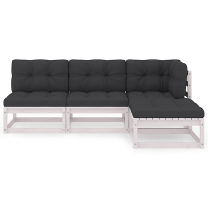 Set Divani da Giardino 4 pz con Cuscini Legno Massello Pino