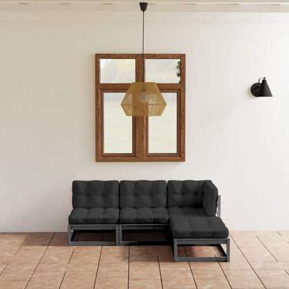 Set Divani da Giardino 4 pz con Cuscini Legno Massello Pino