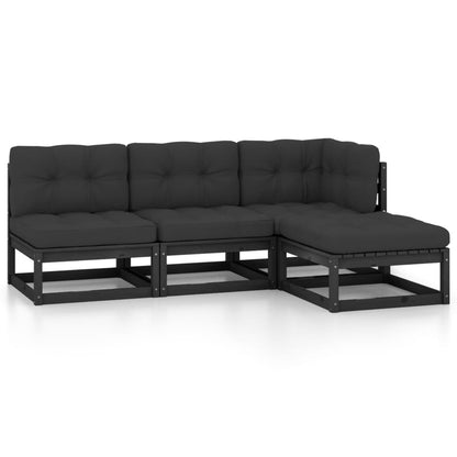 Set Divani da Giardino 4 pz con Cuscini Legno Massello Pino