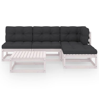 Set Divani da Giardino 5 pz con Cuscini Legno Massello Pino