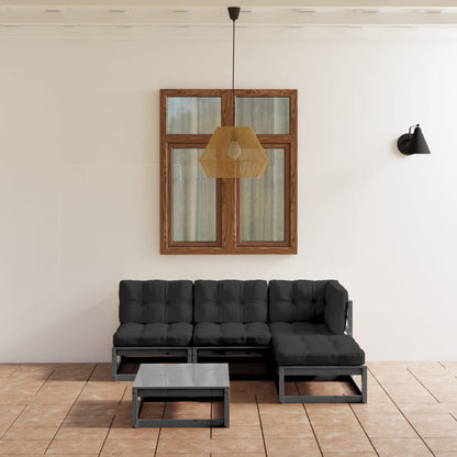 Set Divani da Giardino 5 pz con Cuscini Legno Massello Pino