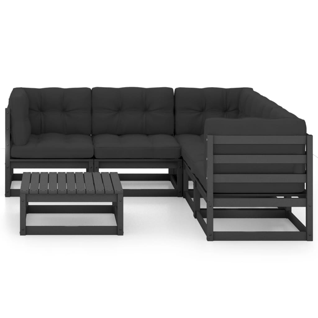 Set Divani da Giardino 6 pz con Cuscini Legno Massello di Pino