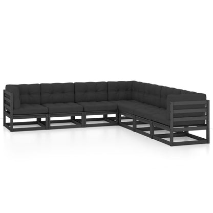 Set Divani da Giardino 7 pz con Cuscini Legno Massello di Pino