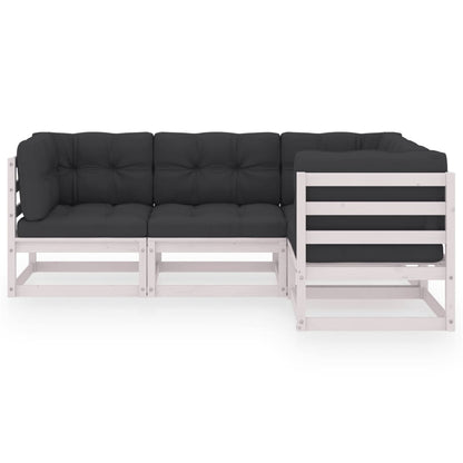 Set Divani da Giardino 4 pz con Cuscini Legno Massello Pino