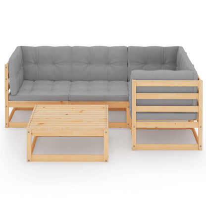 Set Divani da Giardino 6 pz con Cuscini Legno Massello di Pino