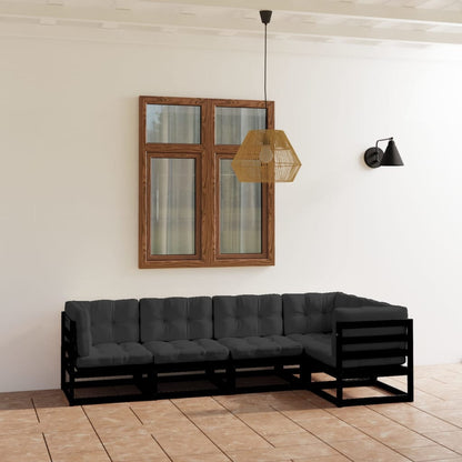 Set Divani da Giardino 5 pz con Cuscini Legno Massello di Pino
