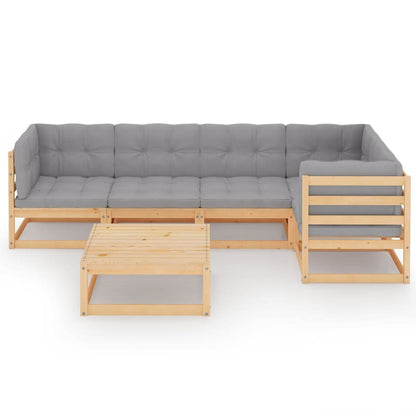 Set Divani da Giardino 6 pz con Cuscini Legno Massello di Pino