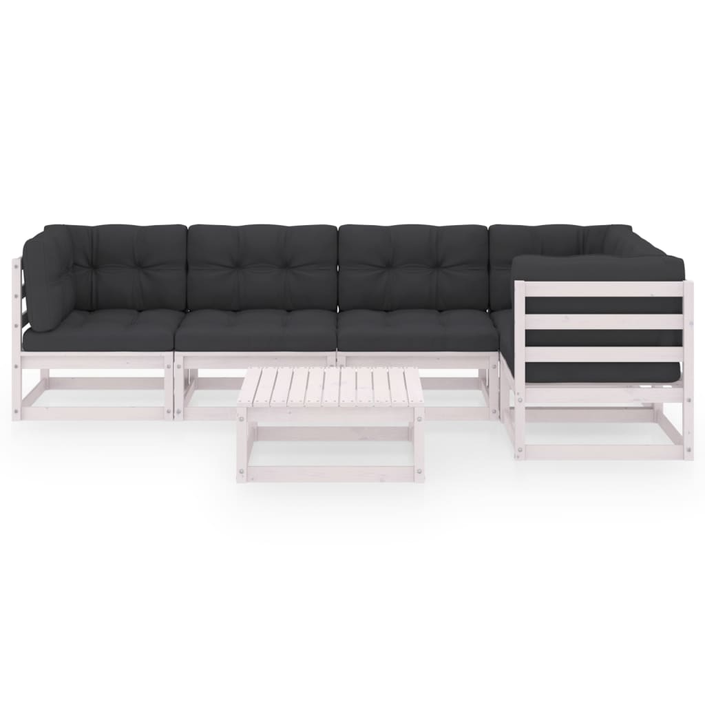 Set Divani da Giardino 6 pz con Cuscini Legno Massello di Pino