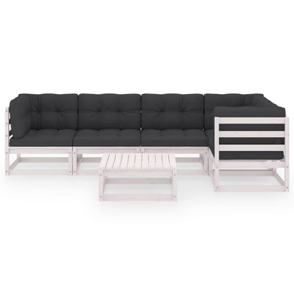 Set Divani da Giardino 6 pz con Cuscini Legno Massello di Pino