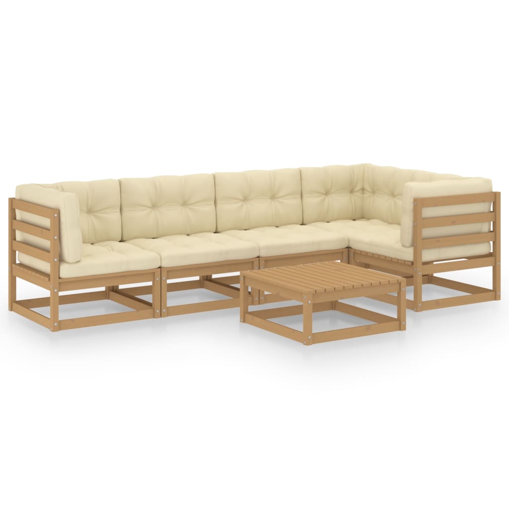 Set Divani da Giardino 6 pz con Cuscini Legno Massello di Pino