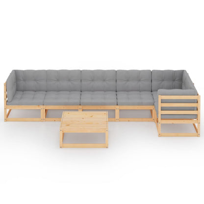 Set Divani da Giardino 7 pz con Cuscini Legno Massello di Pino