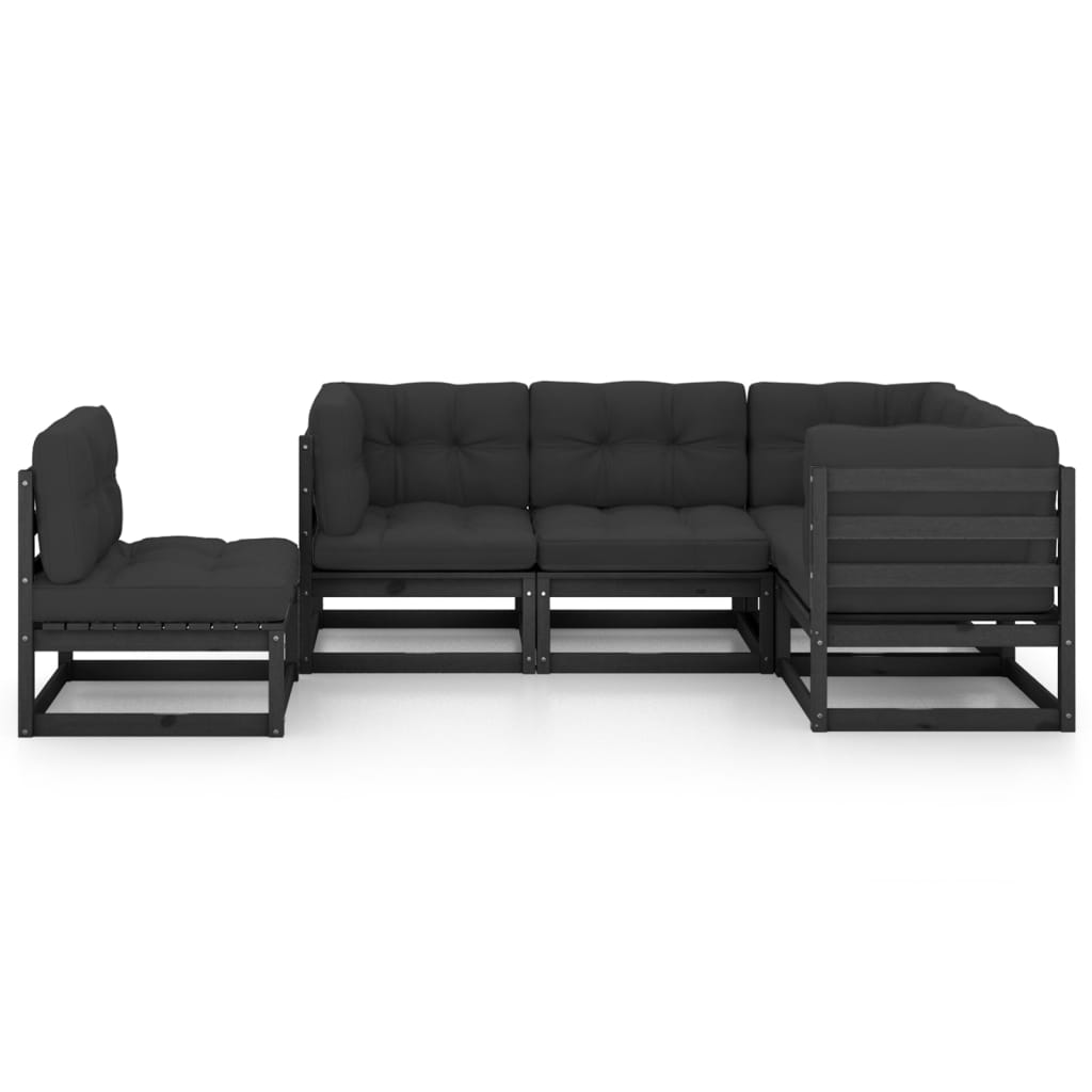 Set Divani da Giardino 5 pz con Cuscini Legno Massello di Pino