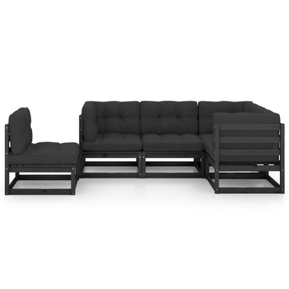 Set Divani da Giardino 5 pz con Cuscini Legno Massello di Pino