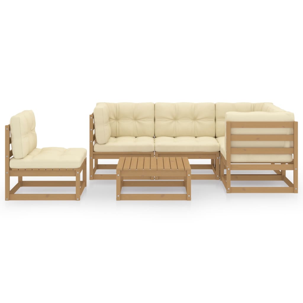 Set Divani da Giardino 6 pz con Cuscini Legno Massello di Pino