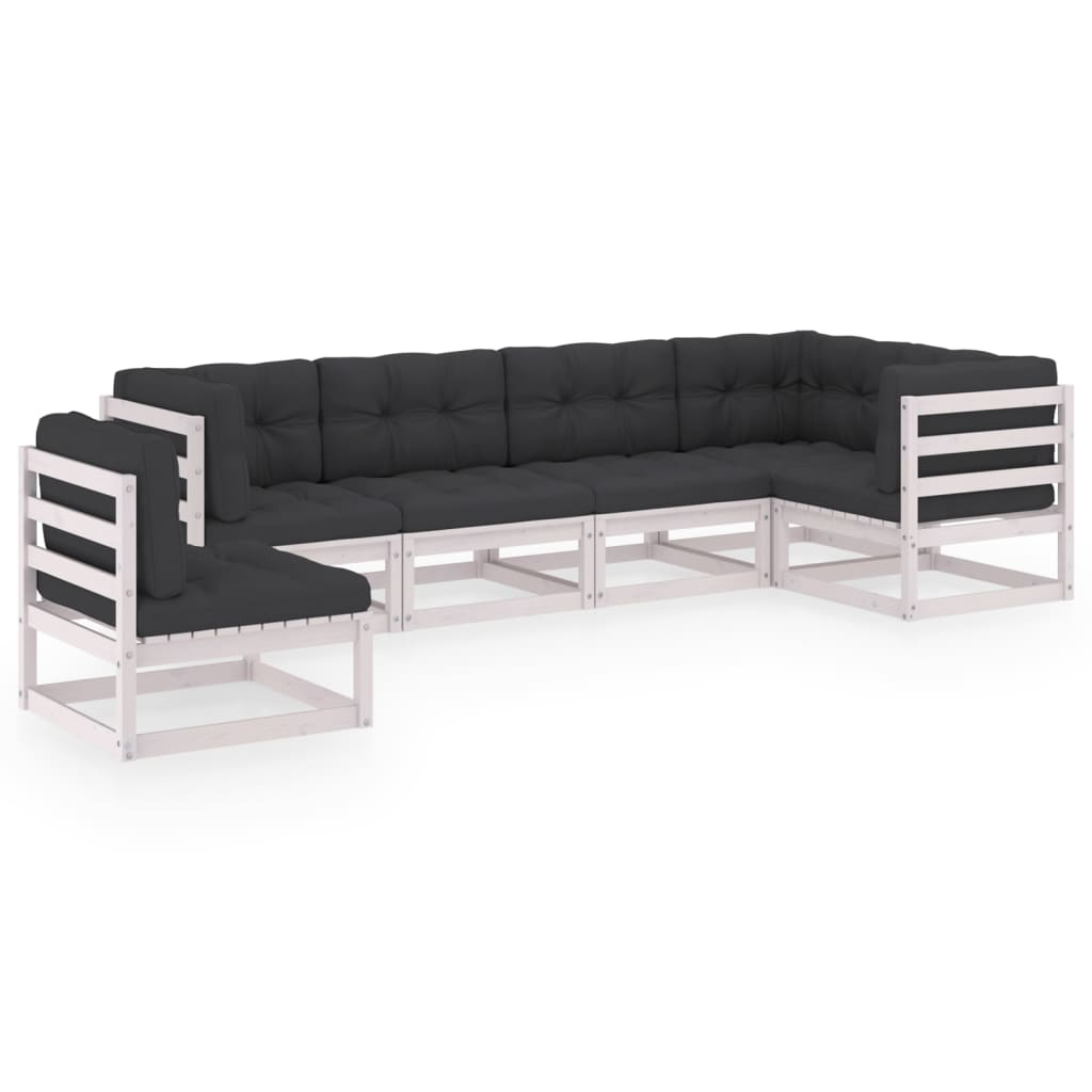 Set Divani da Giardino 6 pz con Cuscini Legno Massello di Pino