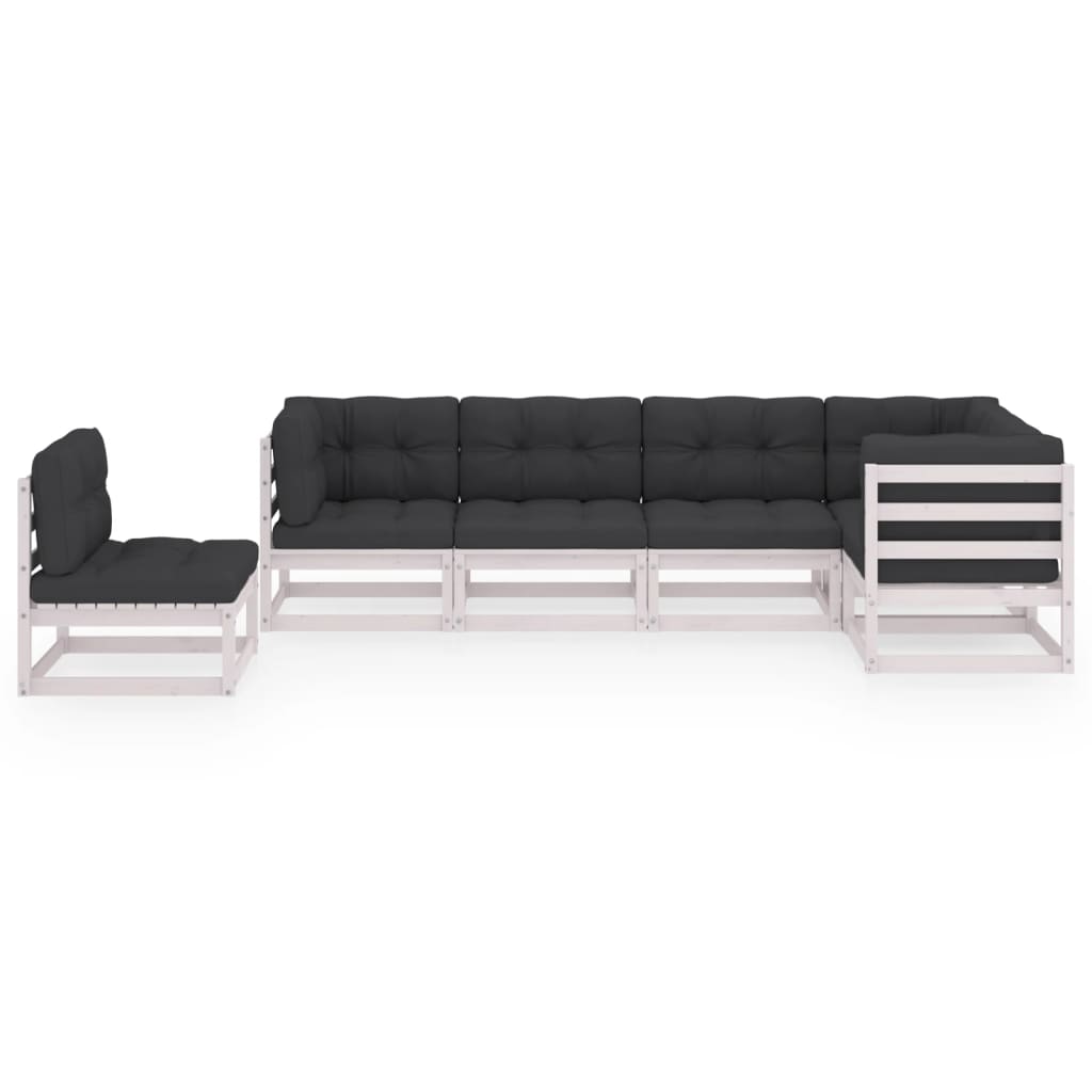 Set Divani da Giardino 6 pz con Cuscini Legno Massello di Pino