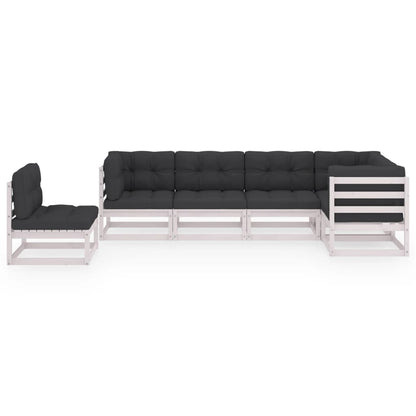 Set Divani da Giardino 6 pz con Cuscini Legno Massello di Pino