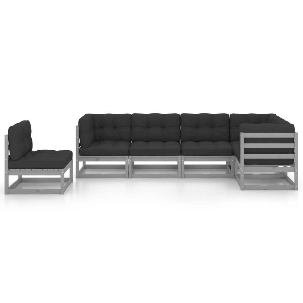 Set Divani da Giardino 6 pz con Cuscini Legno Massello Pino