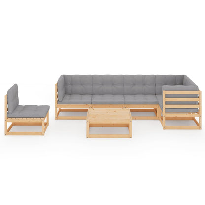 Set Salotto Giardino 7 pz Cuscini Antracite Legno Massello Pino