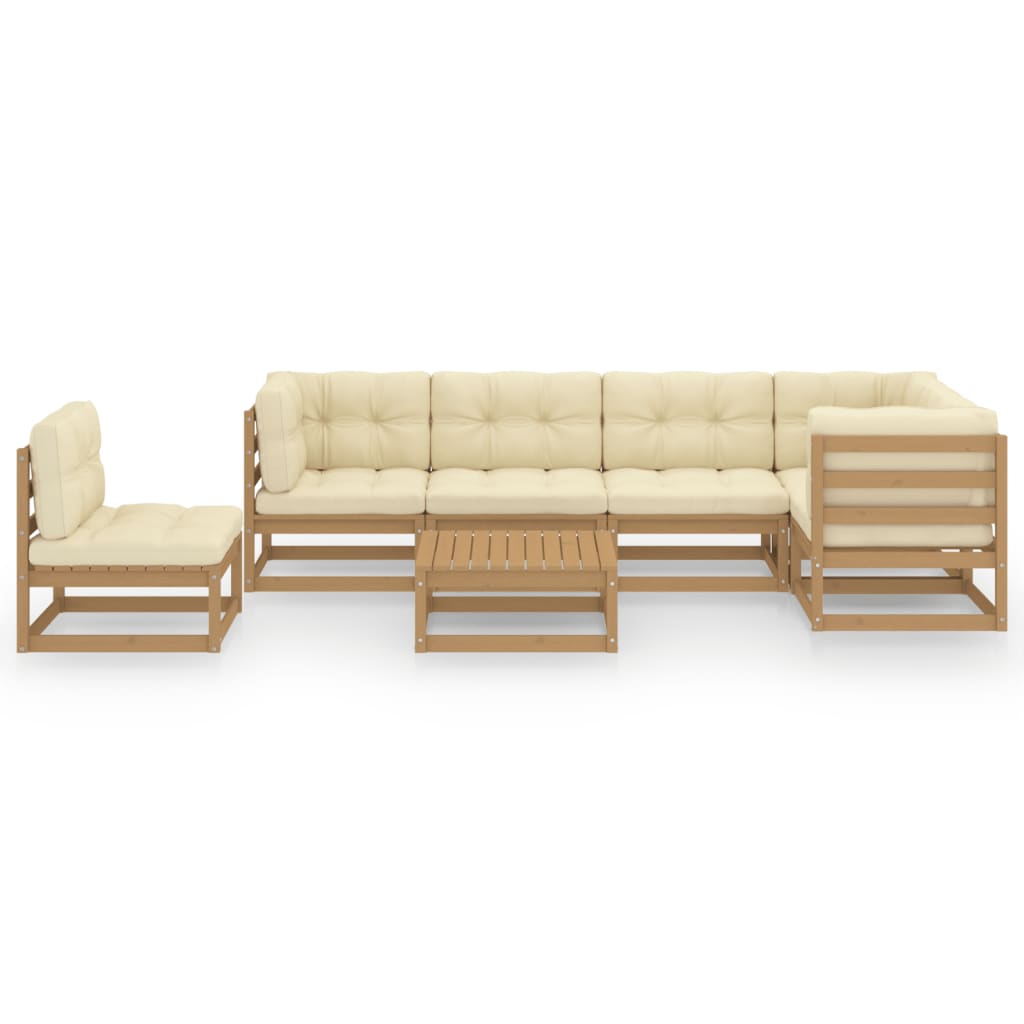 Set Salotto Giardino 7 pz con Cuscini in Legno Massello di Pino