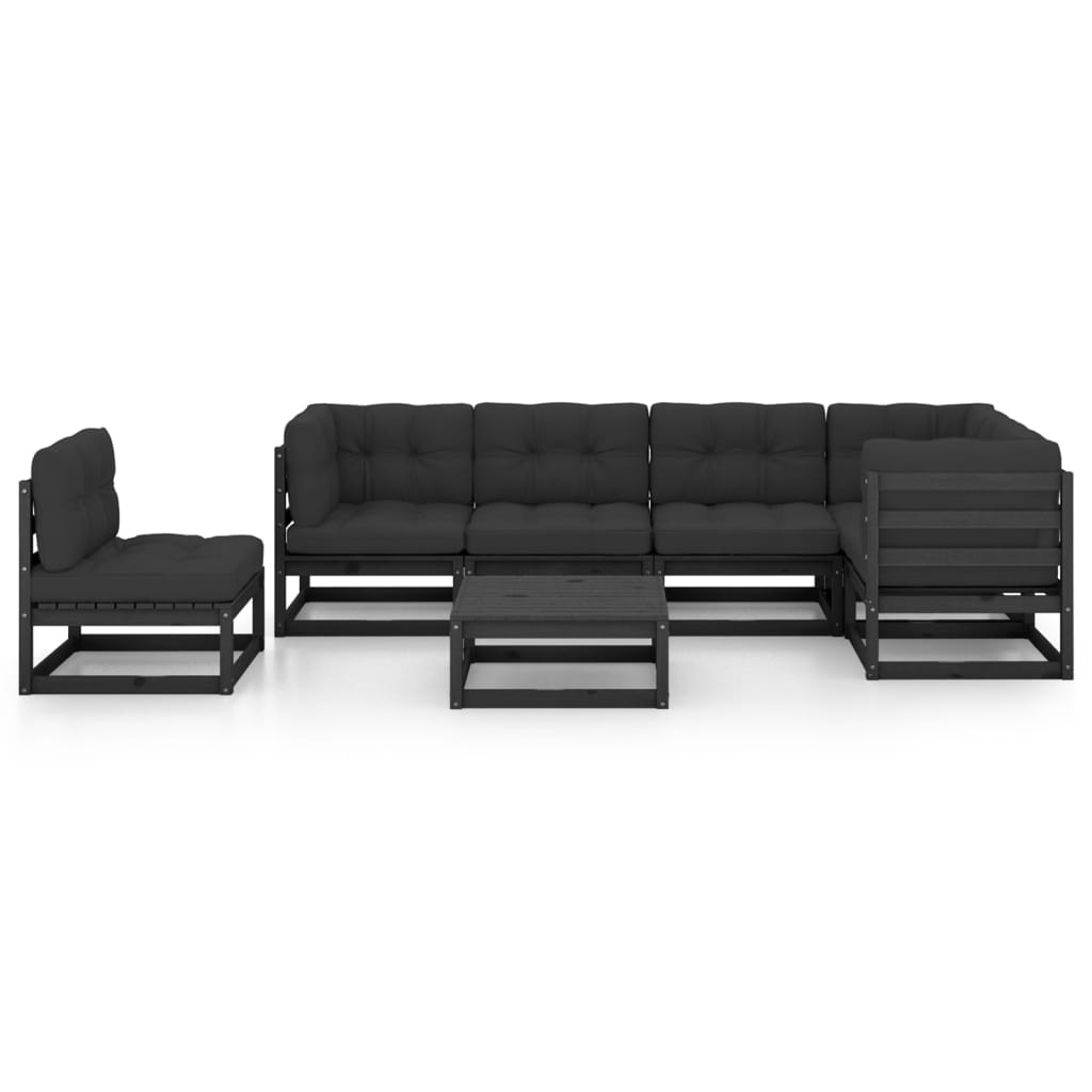 Set Salotto Giardino 7 pz Cuscini Antracite Legno Massello Pino