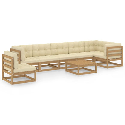 Set Salotto Giardino 8 pz con Cuscini in Legno Massello di Pino