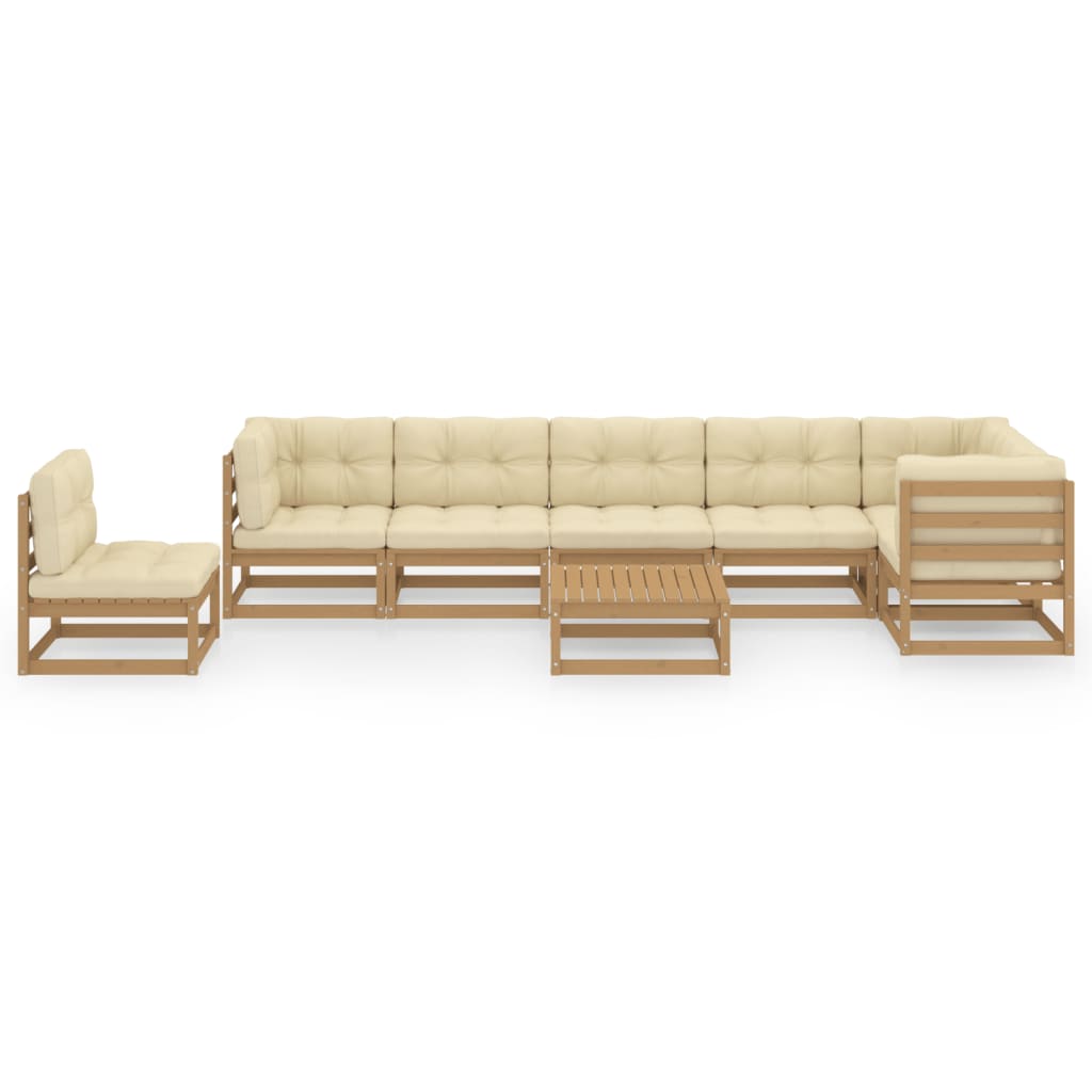Set Salotto Giardino 8 pz con Cuscini in Legno Massello di Pino