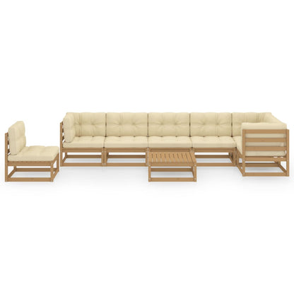 Set Salotto Giardino 8 pz con Cuscini in Legno Massello di Pino