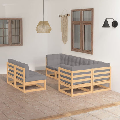 Set Salotto Giardino 7 pz Cuscini Antracite Legno Massello Pino