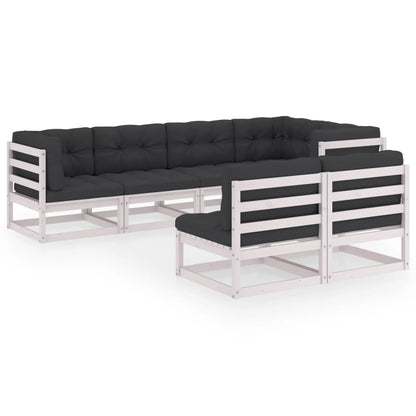 Set Salotto Giardino 7 pz Cuscini Antracite Legno Massello Pino