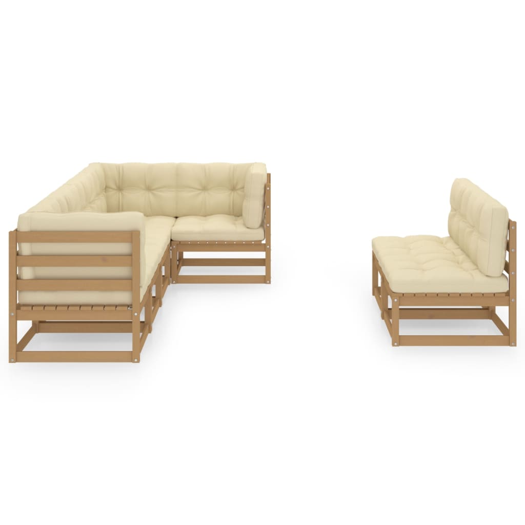 Set Salotto Giardino 7 pz con Cuscini in Legno Massello di Pino