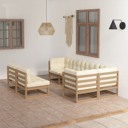 Set Salotto Giardino 7 pz con Cuscini in Legno Massello di Pino