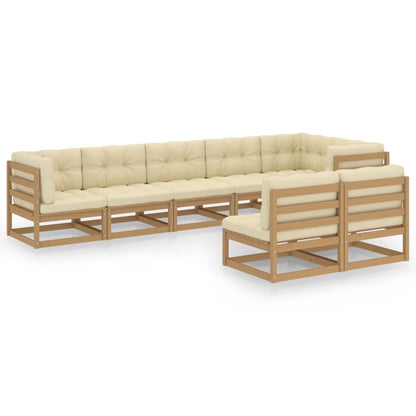 Set Salotto Giardino 8 pz con Cuscini in Legno Massello di Pino
